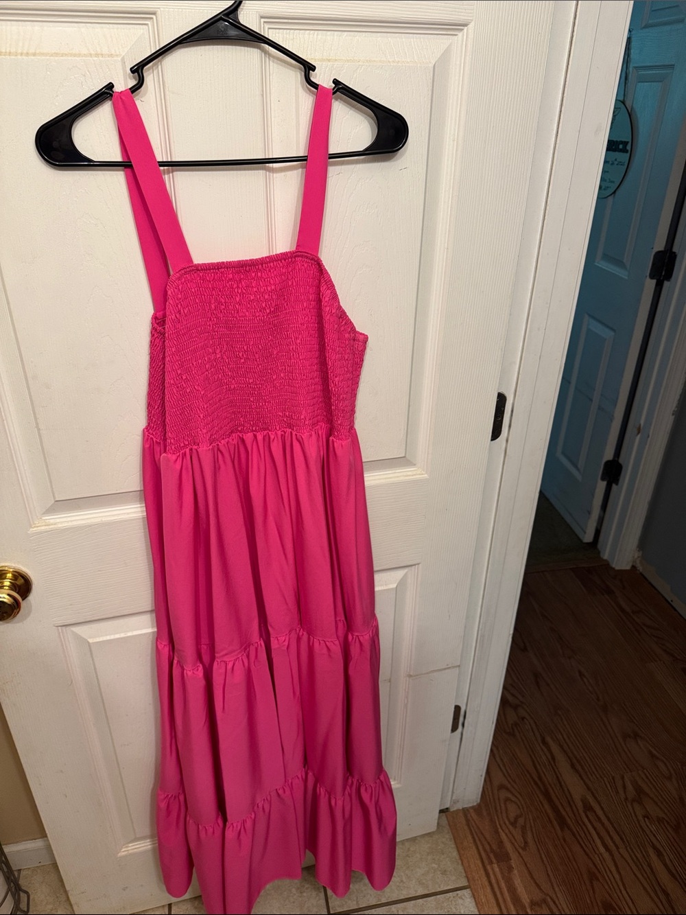 Hot Pink Tiered Sundress with Smocked Bodice